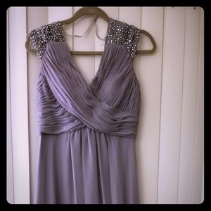 Eliza J Embellished Pleated Chiffon Gown